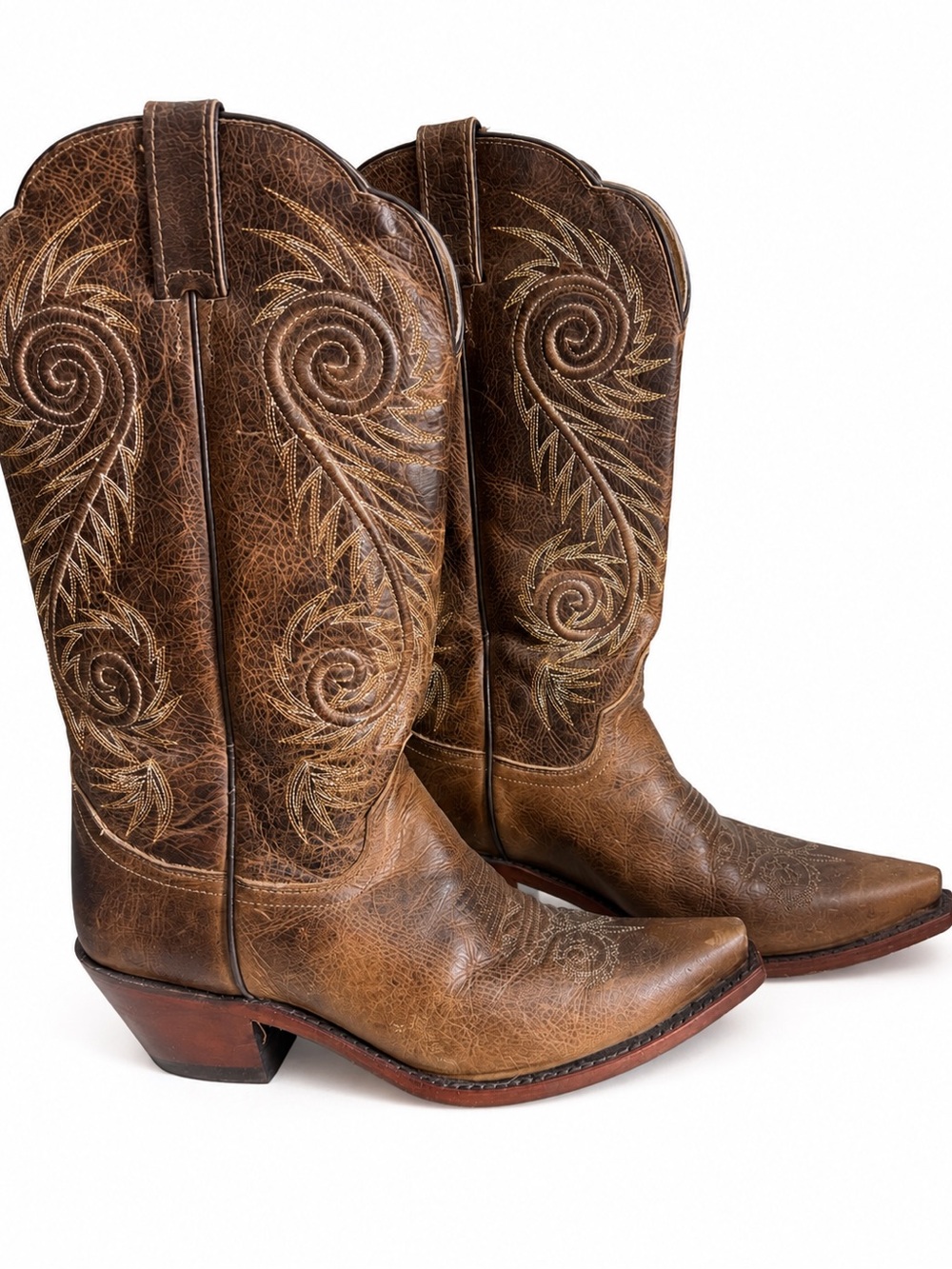 Justin Brown Embroidered Western Boots